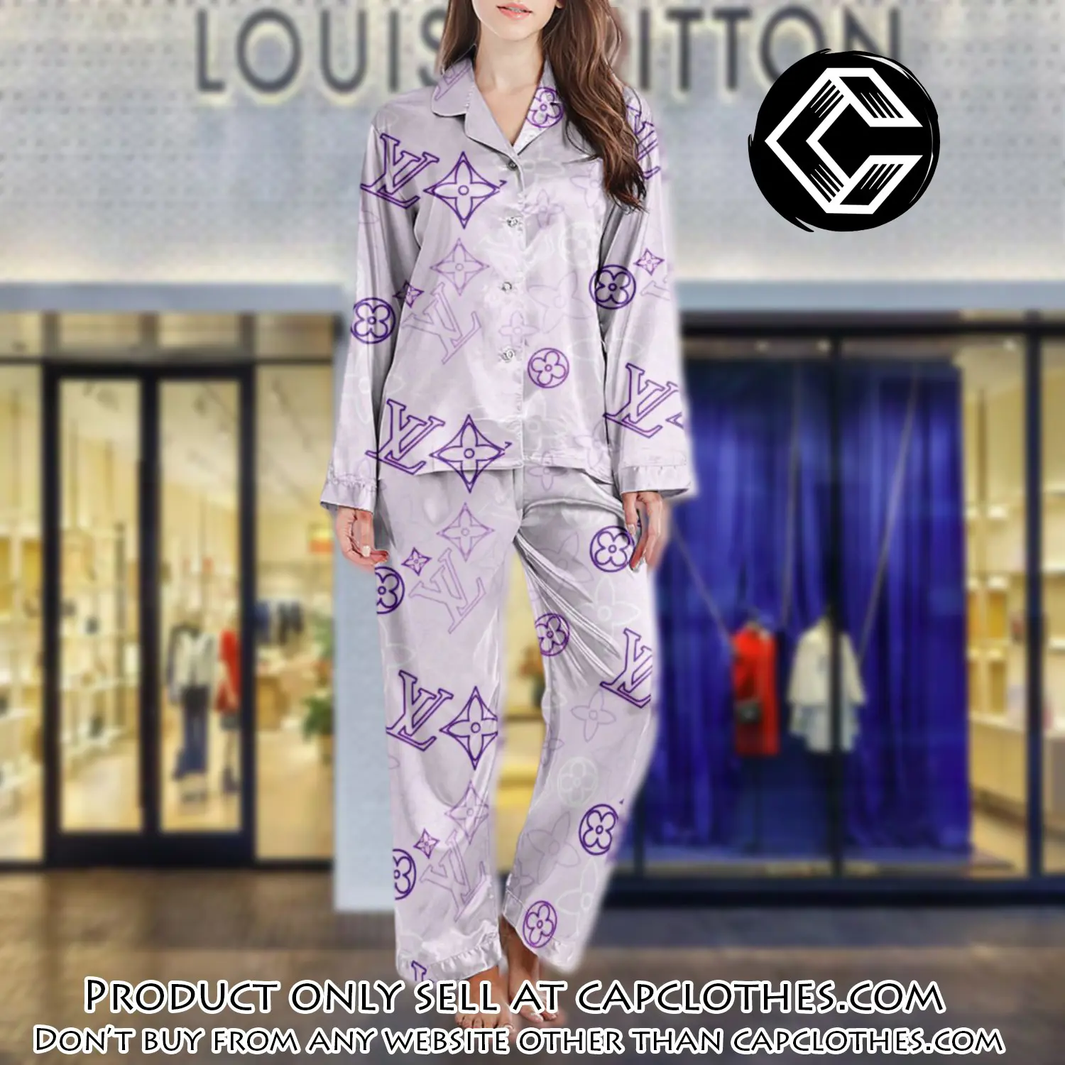 Lv monogram long satin pajama set pjs1031 cc1802778